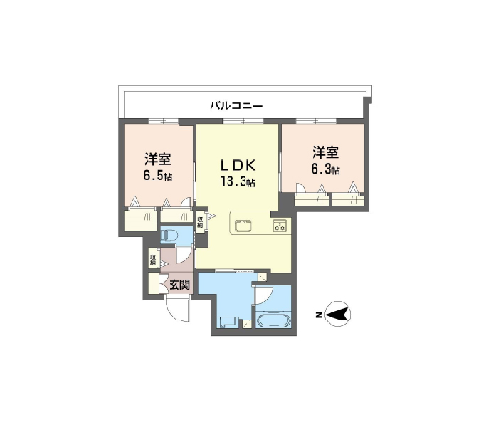 203・303・403号室 間取り